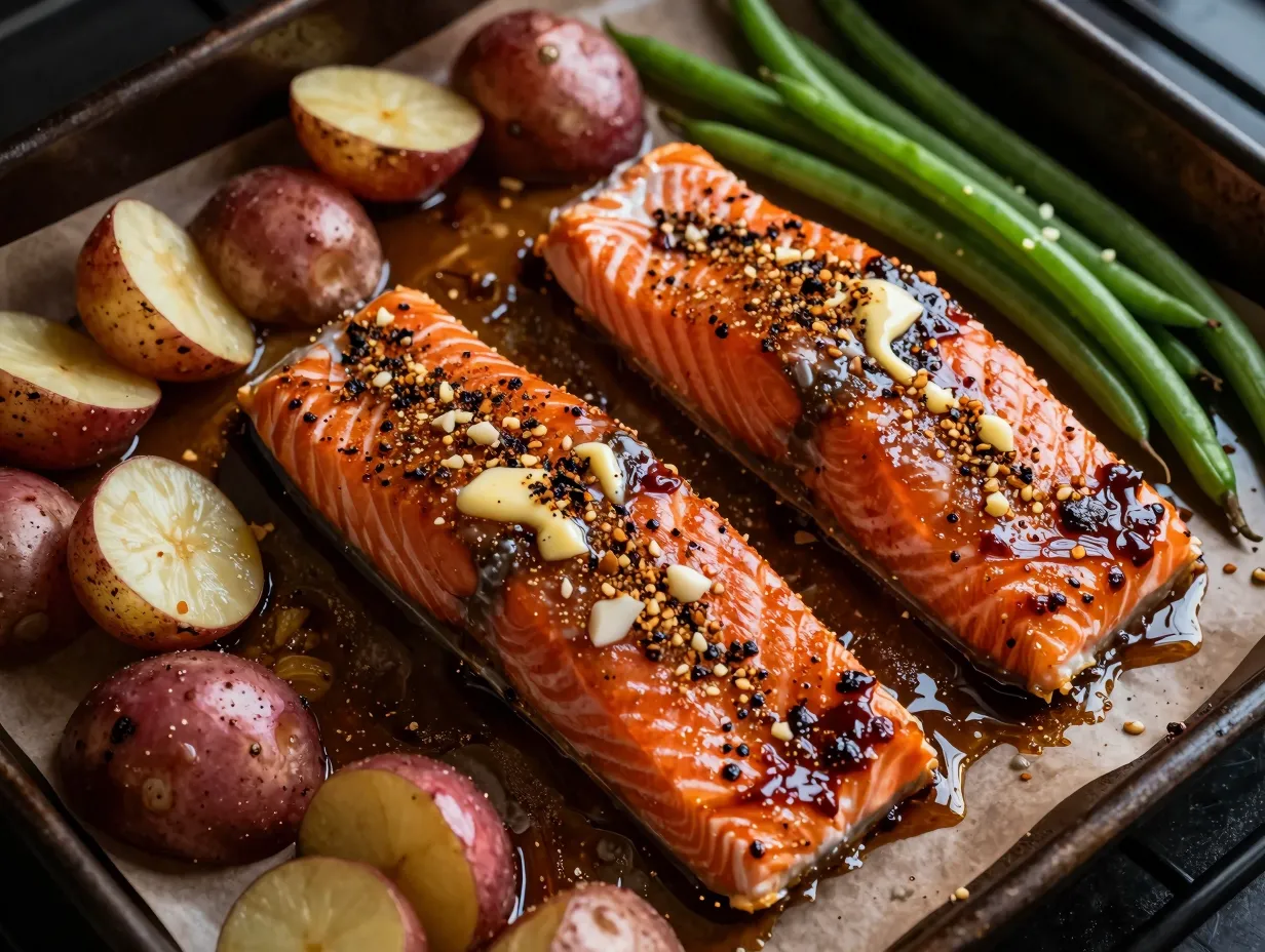 Brown sugar and garlic butter caramelized salmon