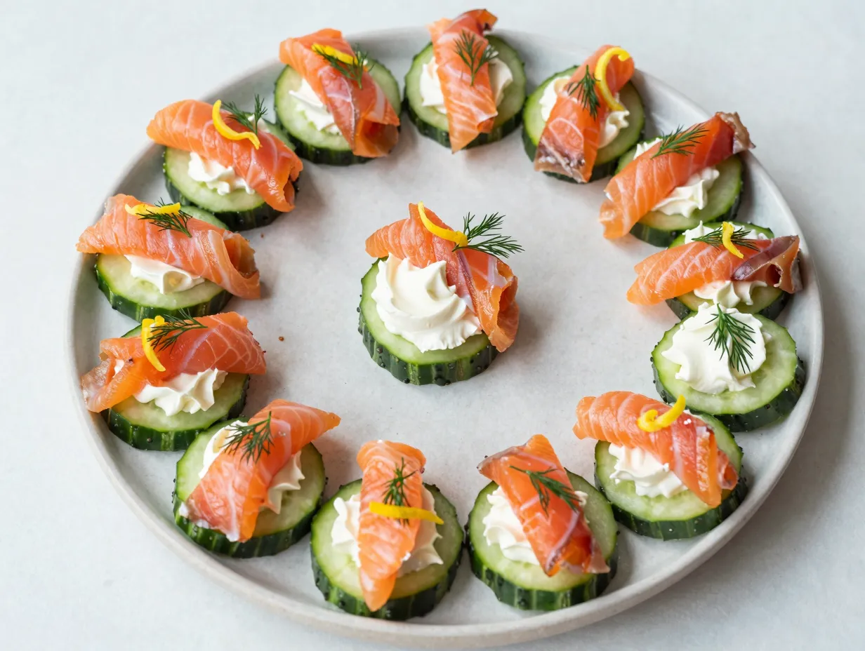 Smoked salmon cucumber bites