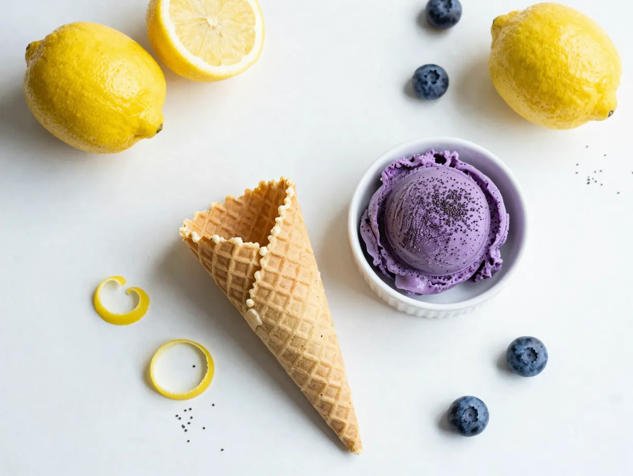 Lemon poppy seed waffle cone