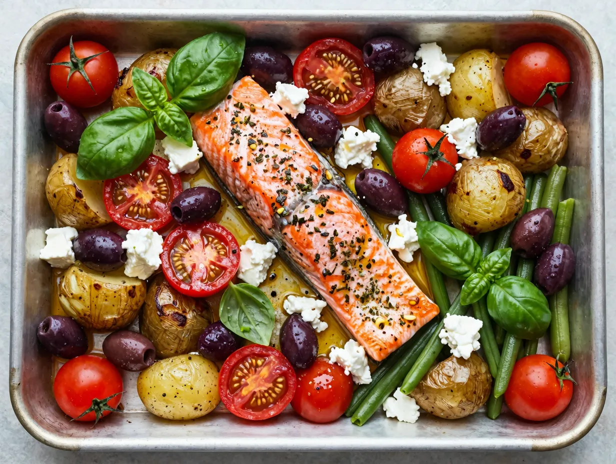 Mediterranean style with olives and cherry tomatoes