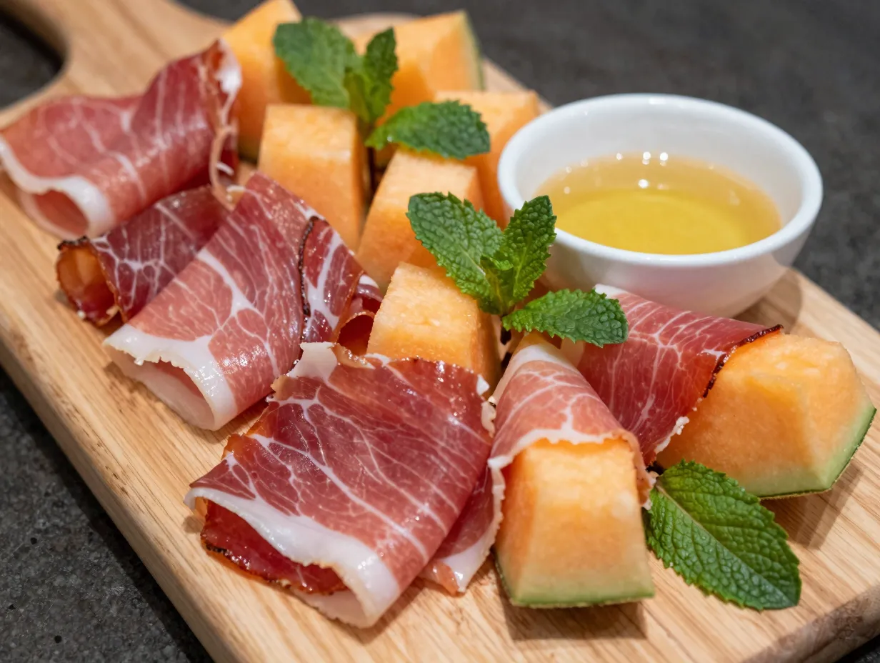 Prosciutto wrapped melon