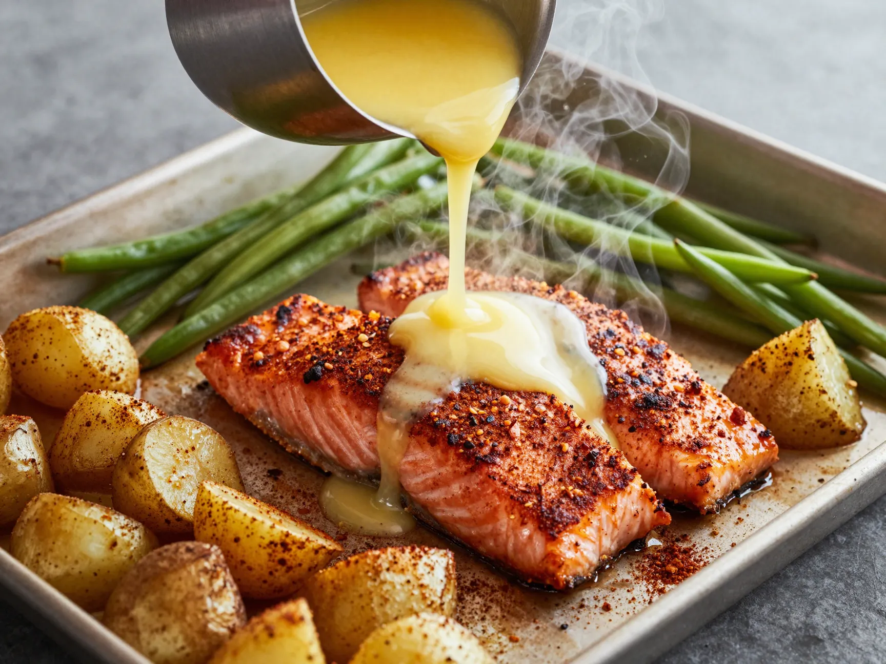 Cajun spice rub with lemon butter drizzle