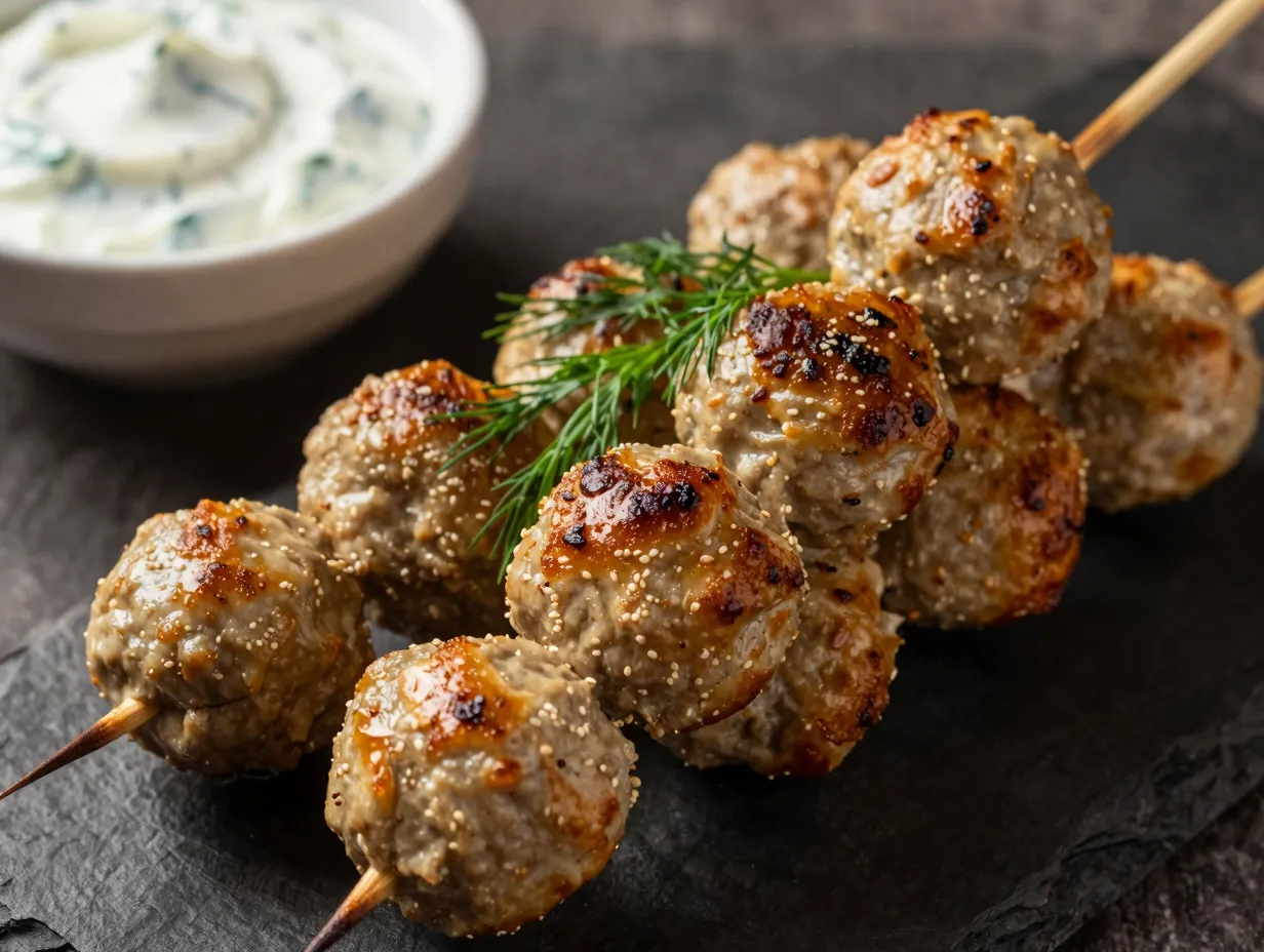 Mixed herb and garlic gyro meatballs