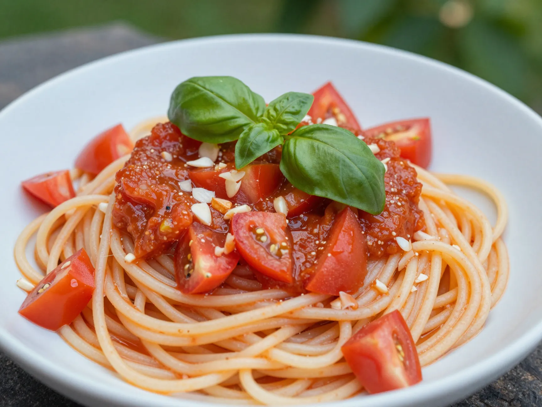 Spaghetti with fresh tomato sauce