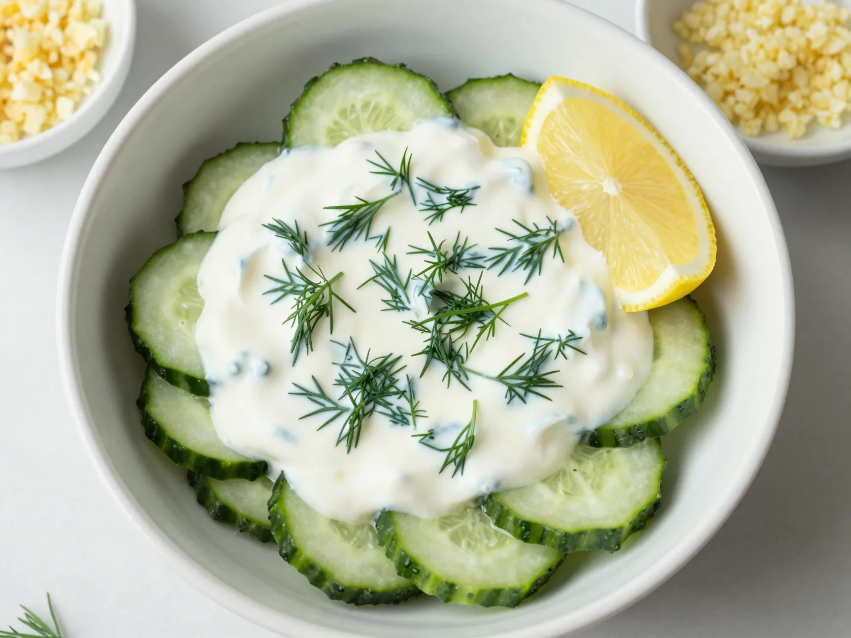 Cucumber salad with creamy dill sauce