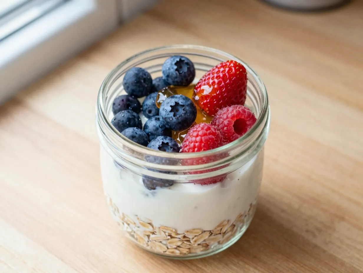 Overnight oats with fresh berries