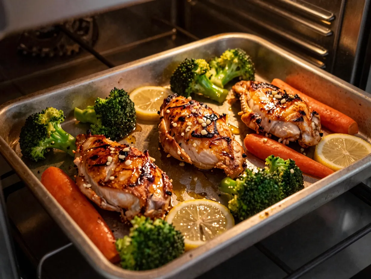 One pan lemon garlic chicken and veggies