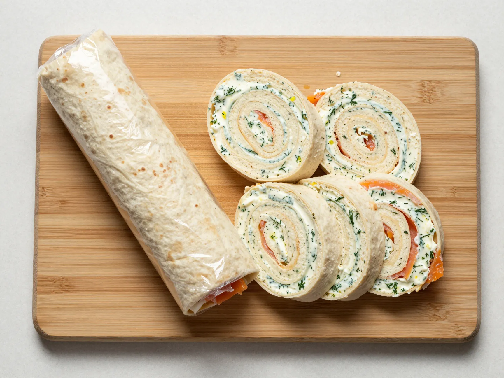 Smoked salmon pinwheels