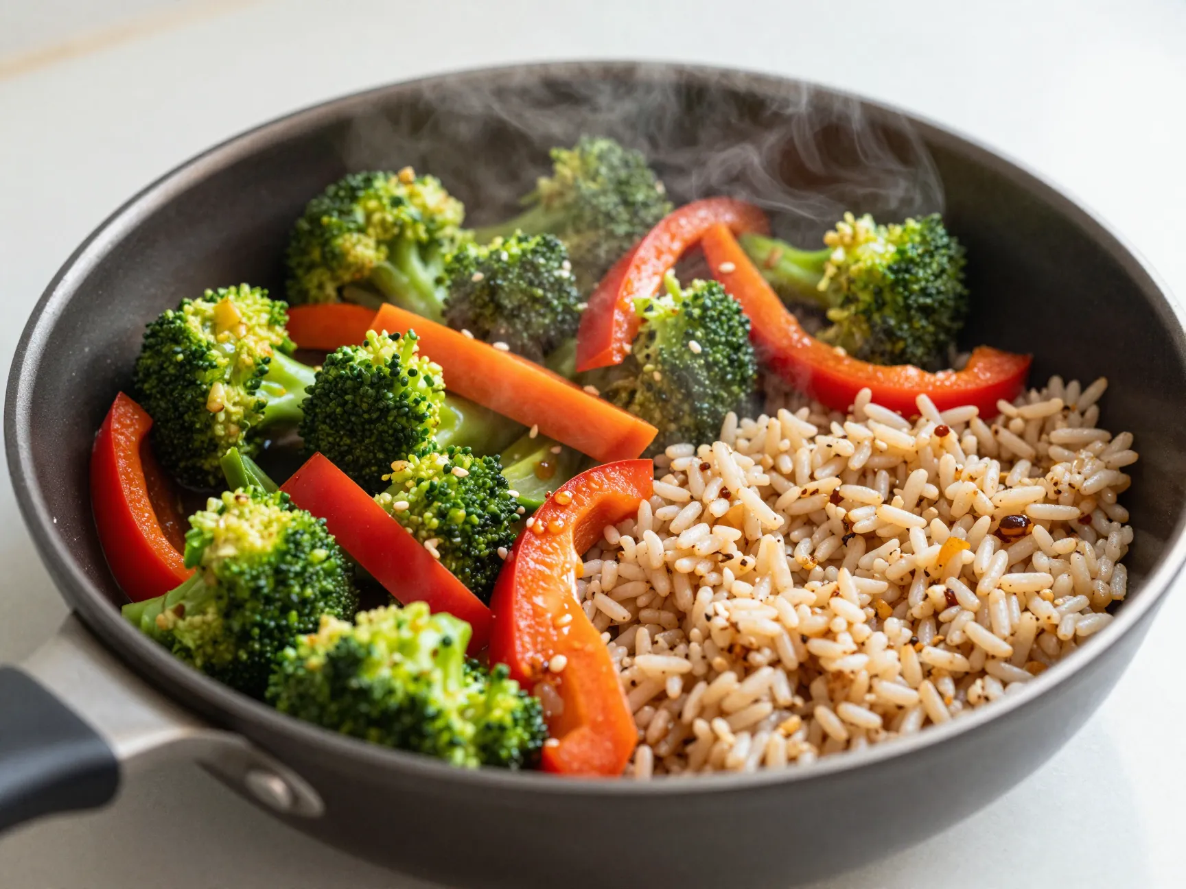 Vegetable stir fry over brown rice