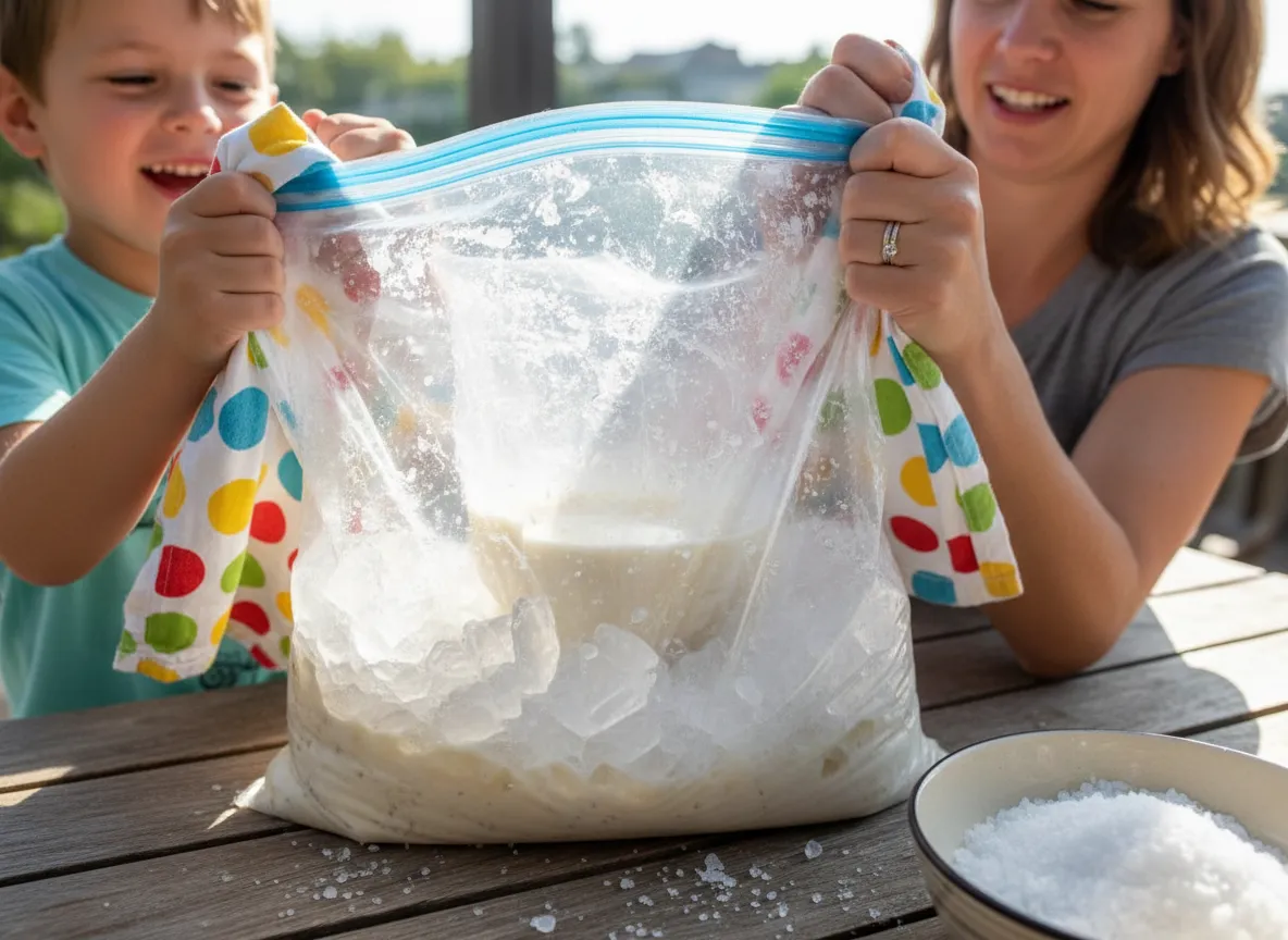 Ice cream in a bag technique
