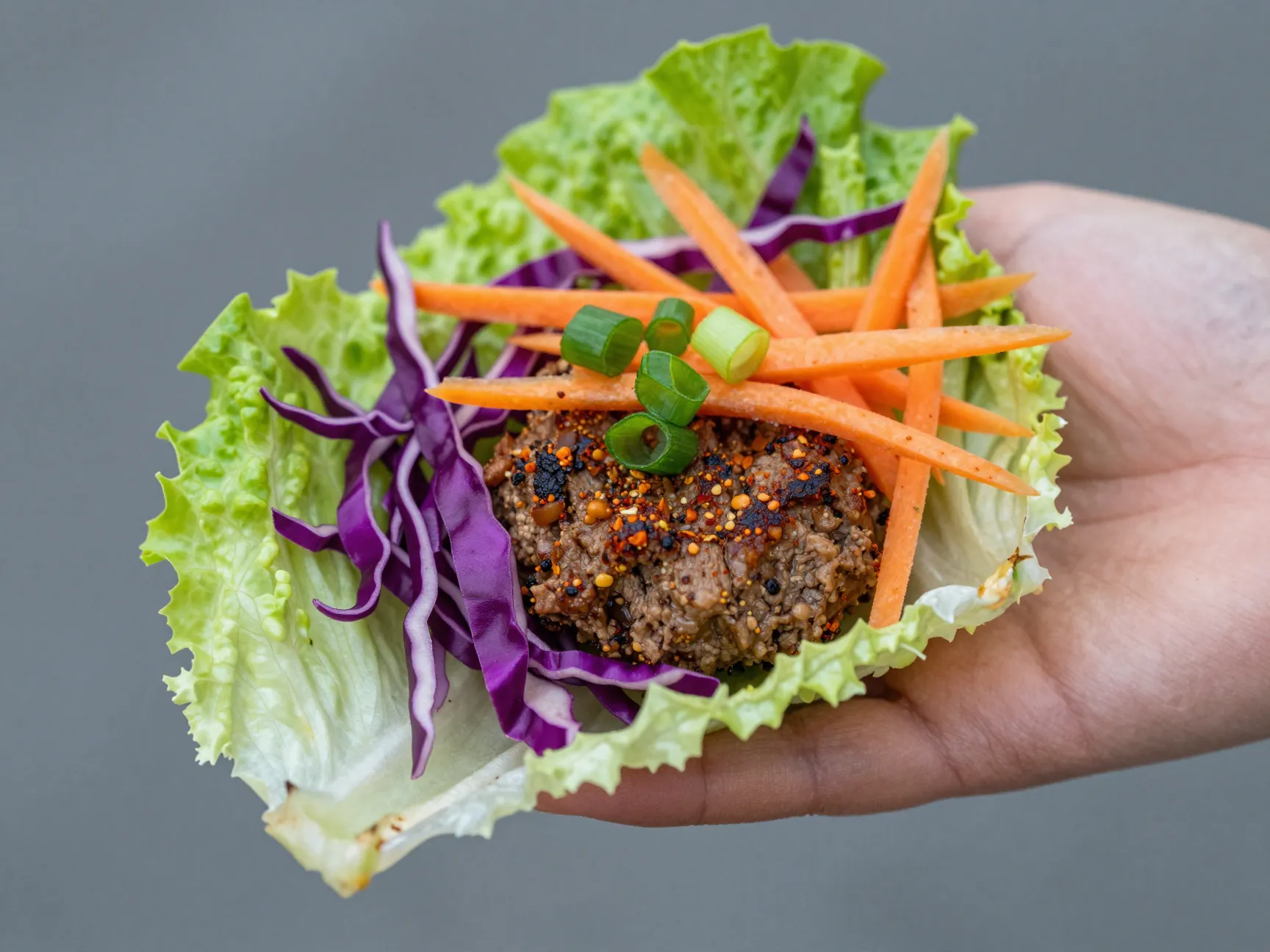Korean inspired lean beef lettuce wraps