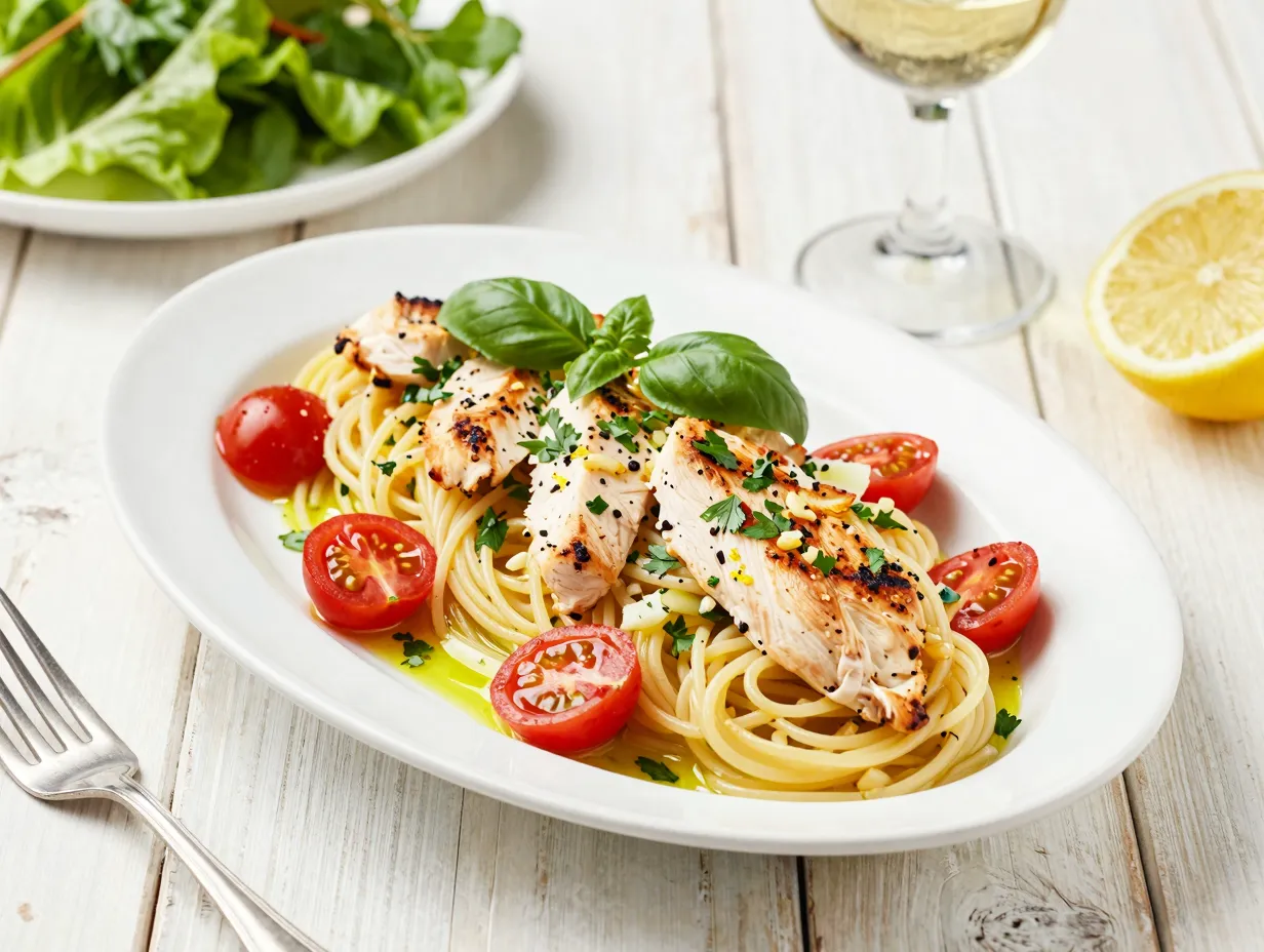 Lemon herb chicken spaghetti