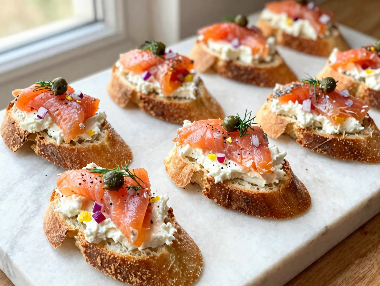 Smoked salmon crostini