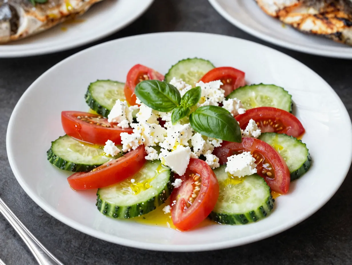 Cucumber and tomato salad with feta