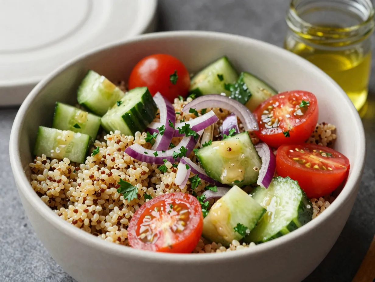 Cucumber and quinoa salad with lemon dressing