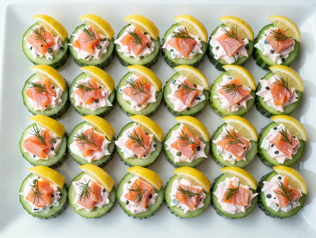 Smoked salmon cucumber cups