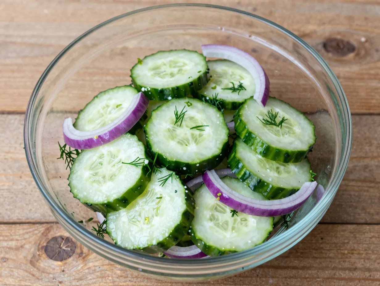 Classic white vinegar and dill cucumber salad