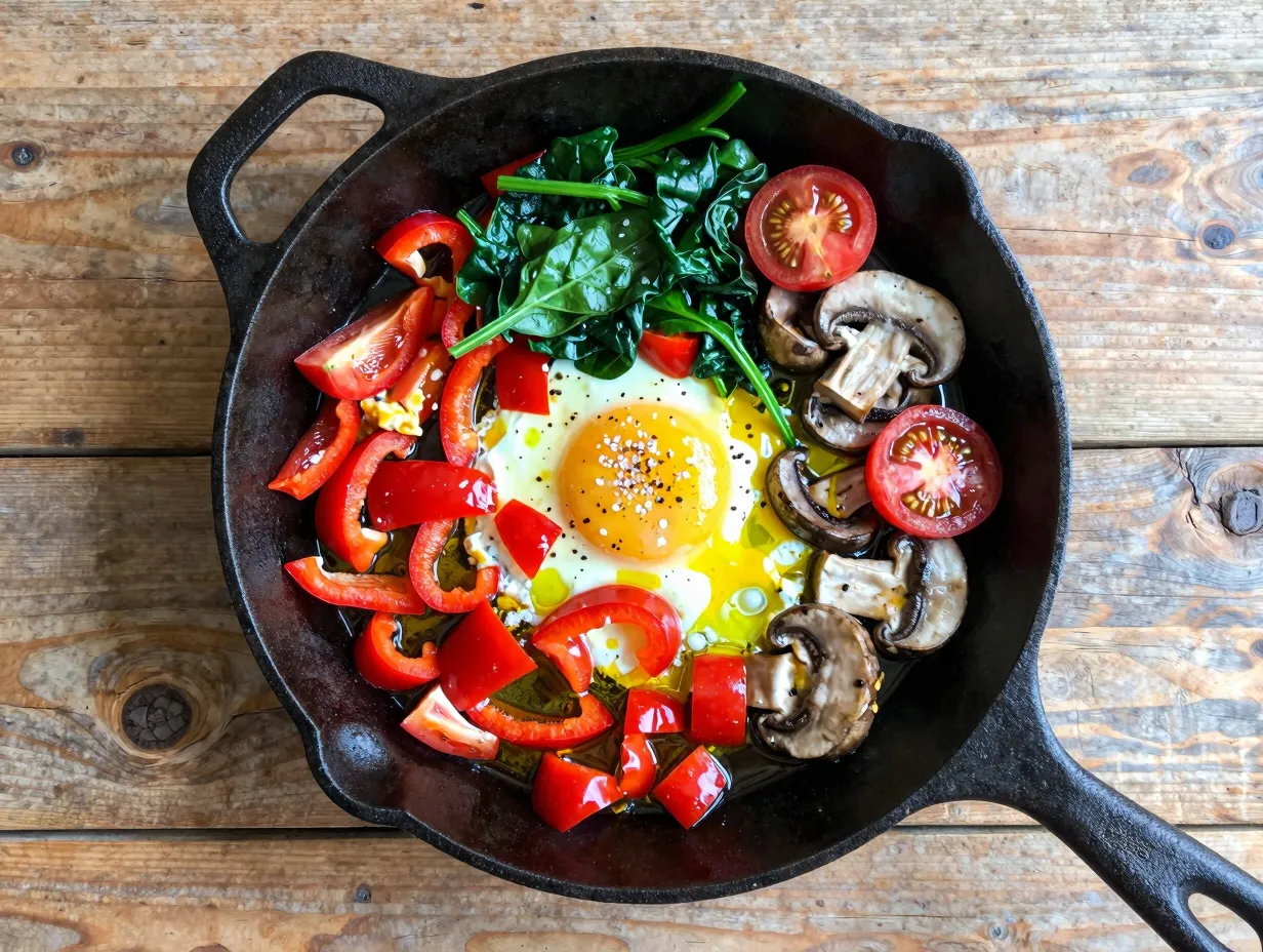 Scrambled eggs with vegetables