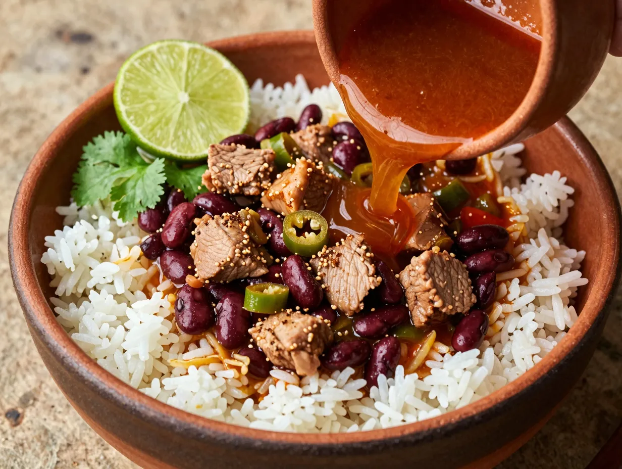 Mexican pork stew with beans and chilis