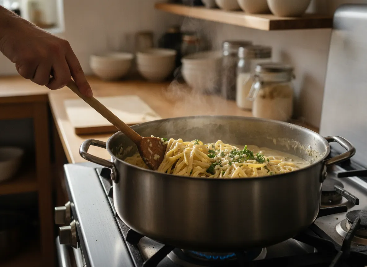 One pot creamy garlic parmesan pasta