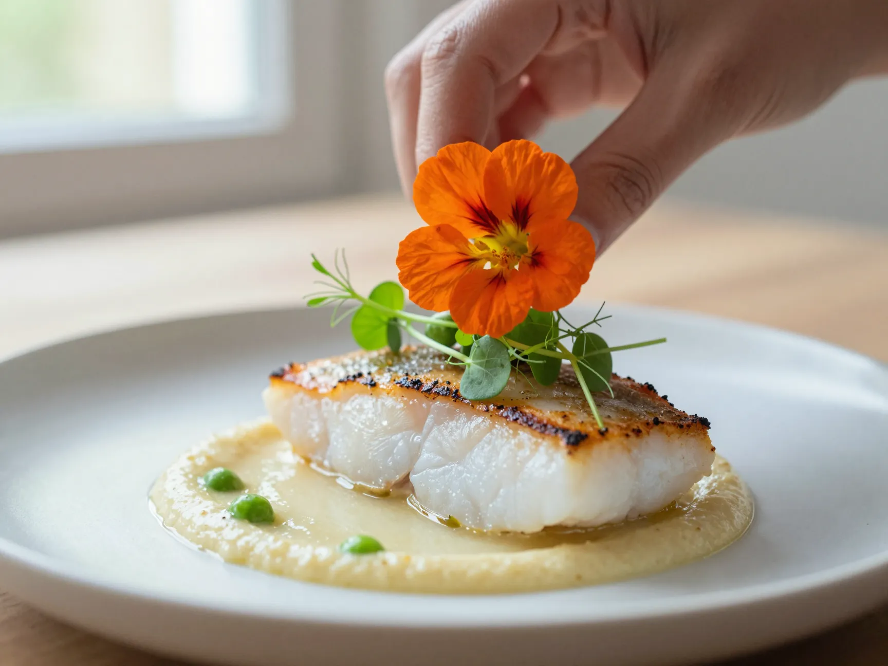 Elevate texture with microgreens and edible flowers