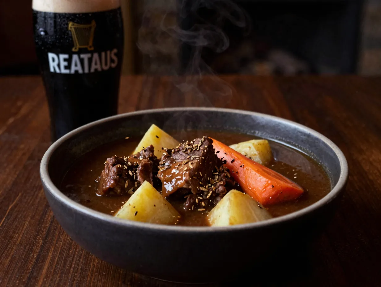 Irish pork stew with stout and caraway