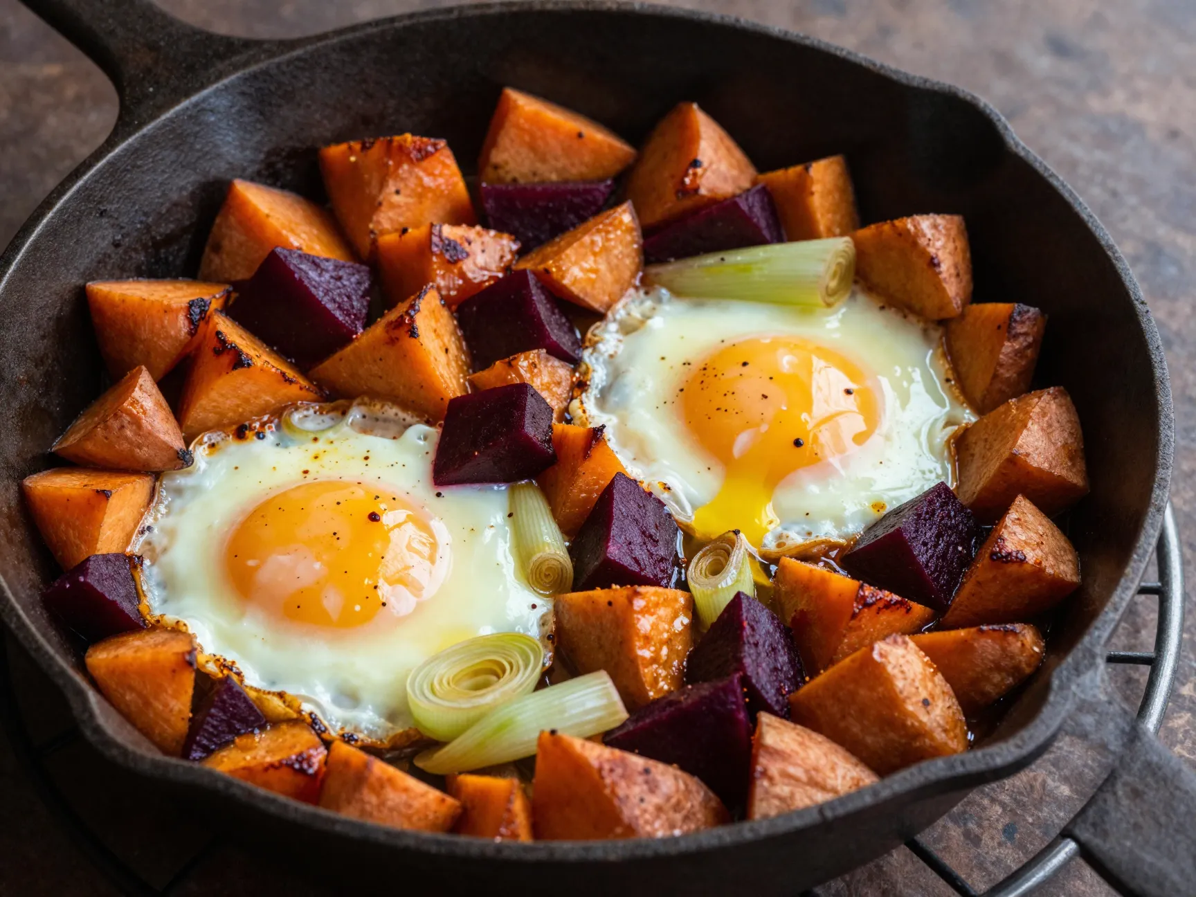 Vegetable hash with eggs