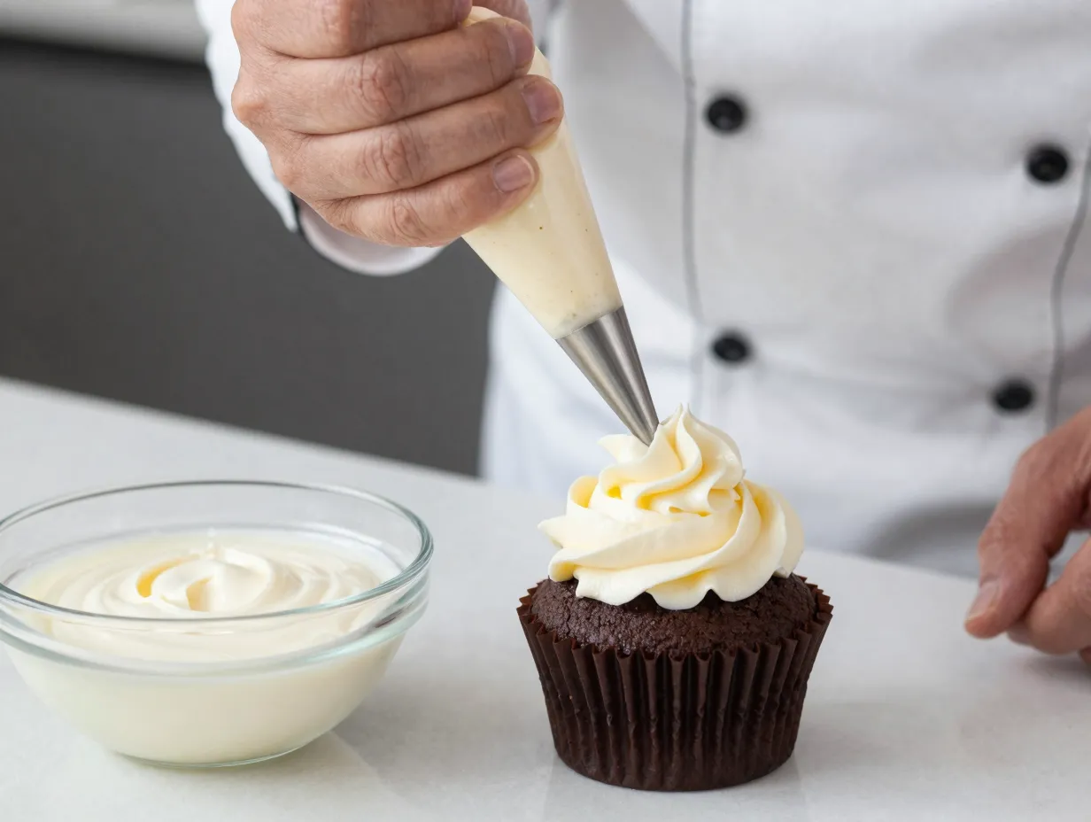 Stiff pipeable cream cheese frosting