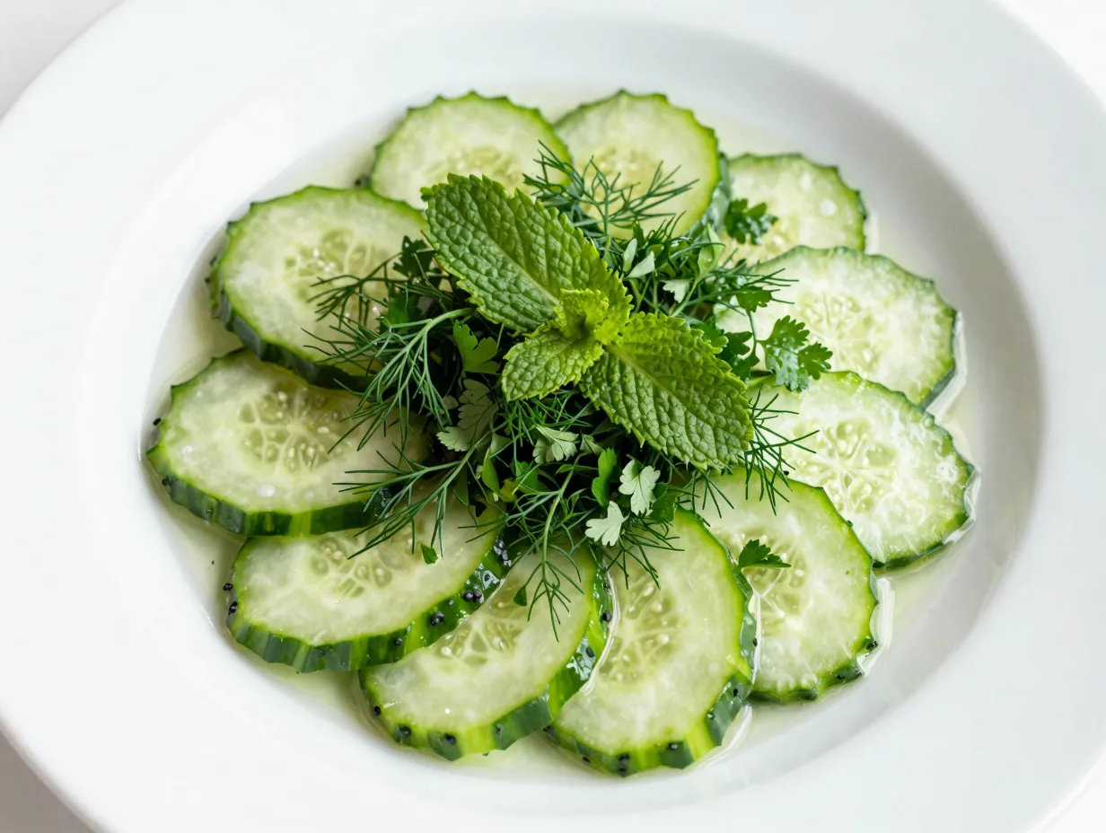 Love and lemons herby cucumber salad with a tangy vinegar dressing