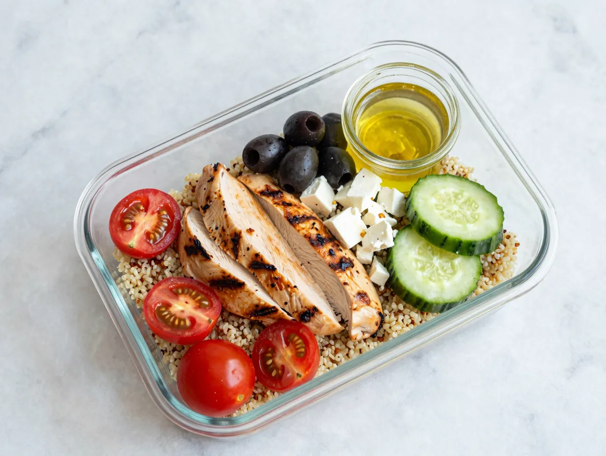 Greek chicken quinoa bowls
