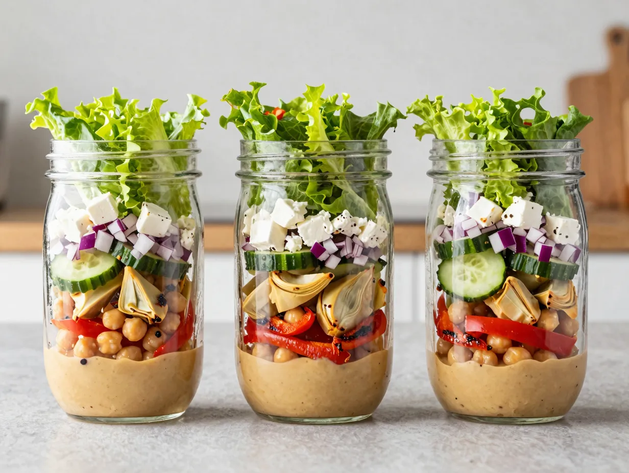 Mediterranean mason jar salads
