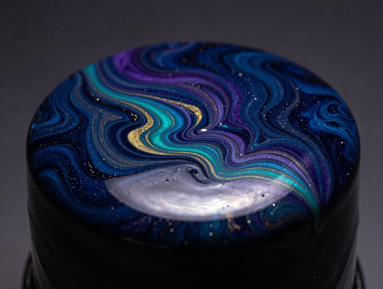 Galaxy mirror glaze cake