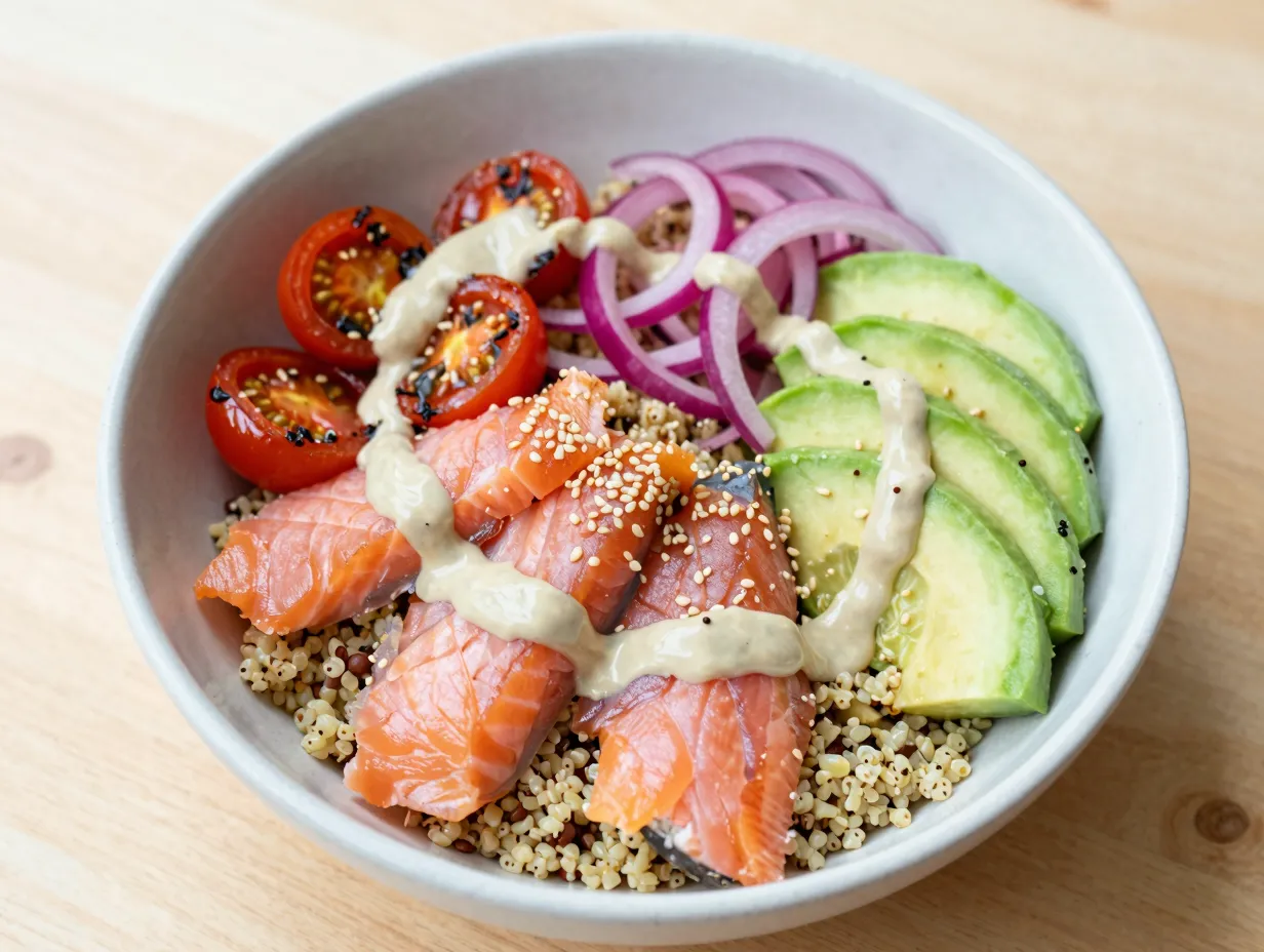 Salmon grain bowl