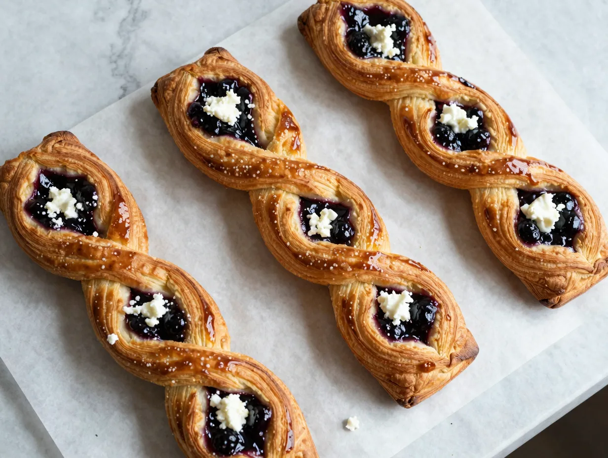 Blackberry goat cheese puff pastry twists