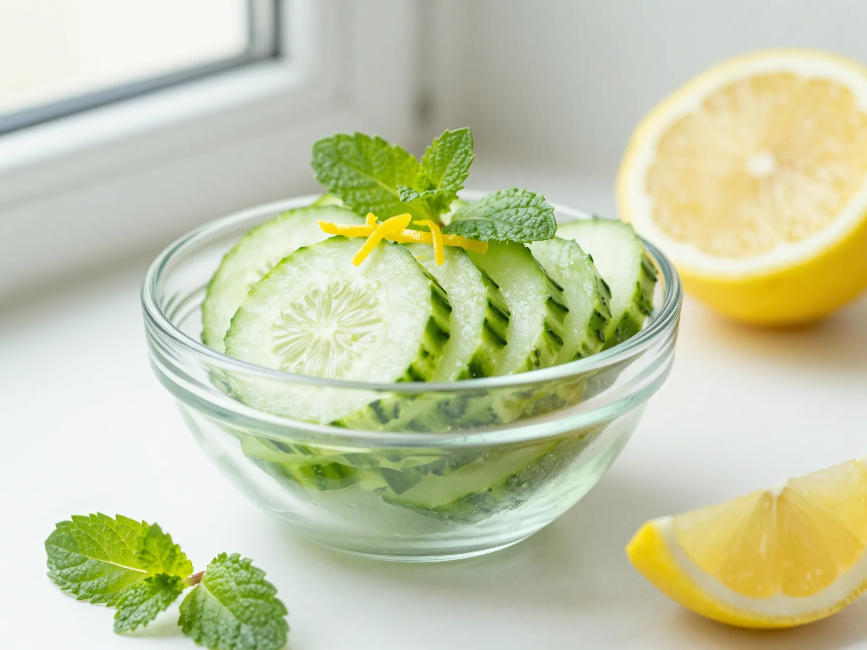 Cucumber mint salad with lemon