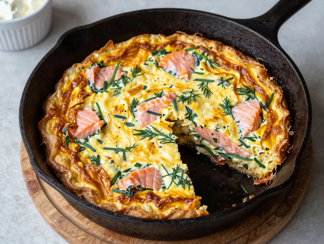Salmon scrambled eggs or frittata