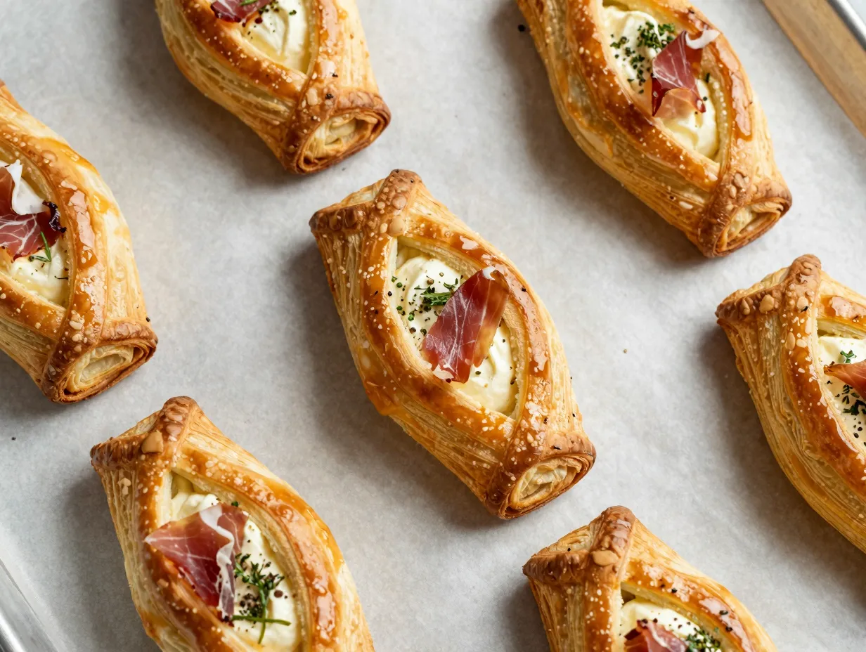 Cream cheese and prosciutto pinwheels
