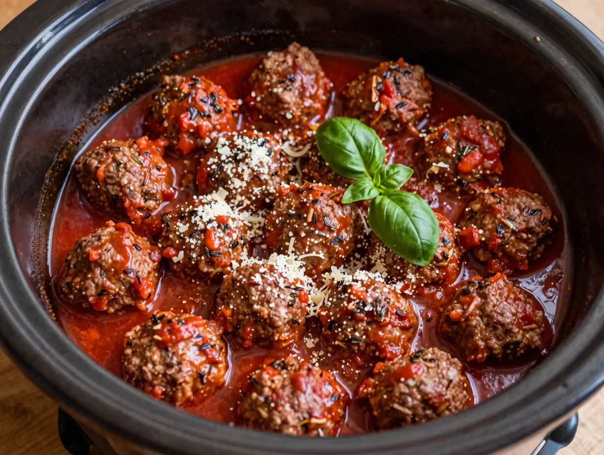 Classic italian crockpot meatballs in marinara