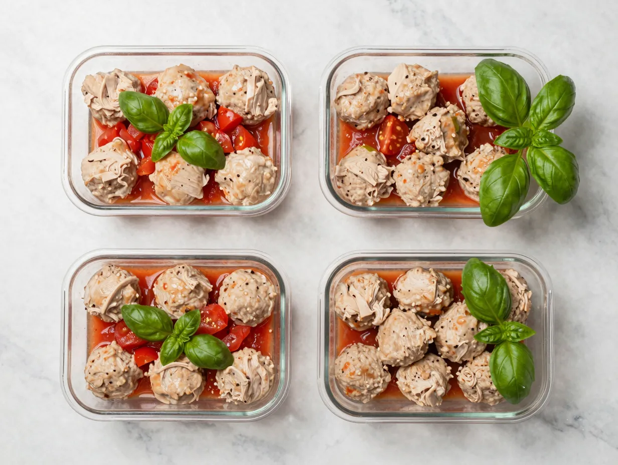 Healthy homemade crockpot meatballs with light tomato sauce