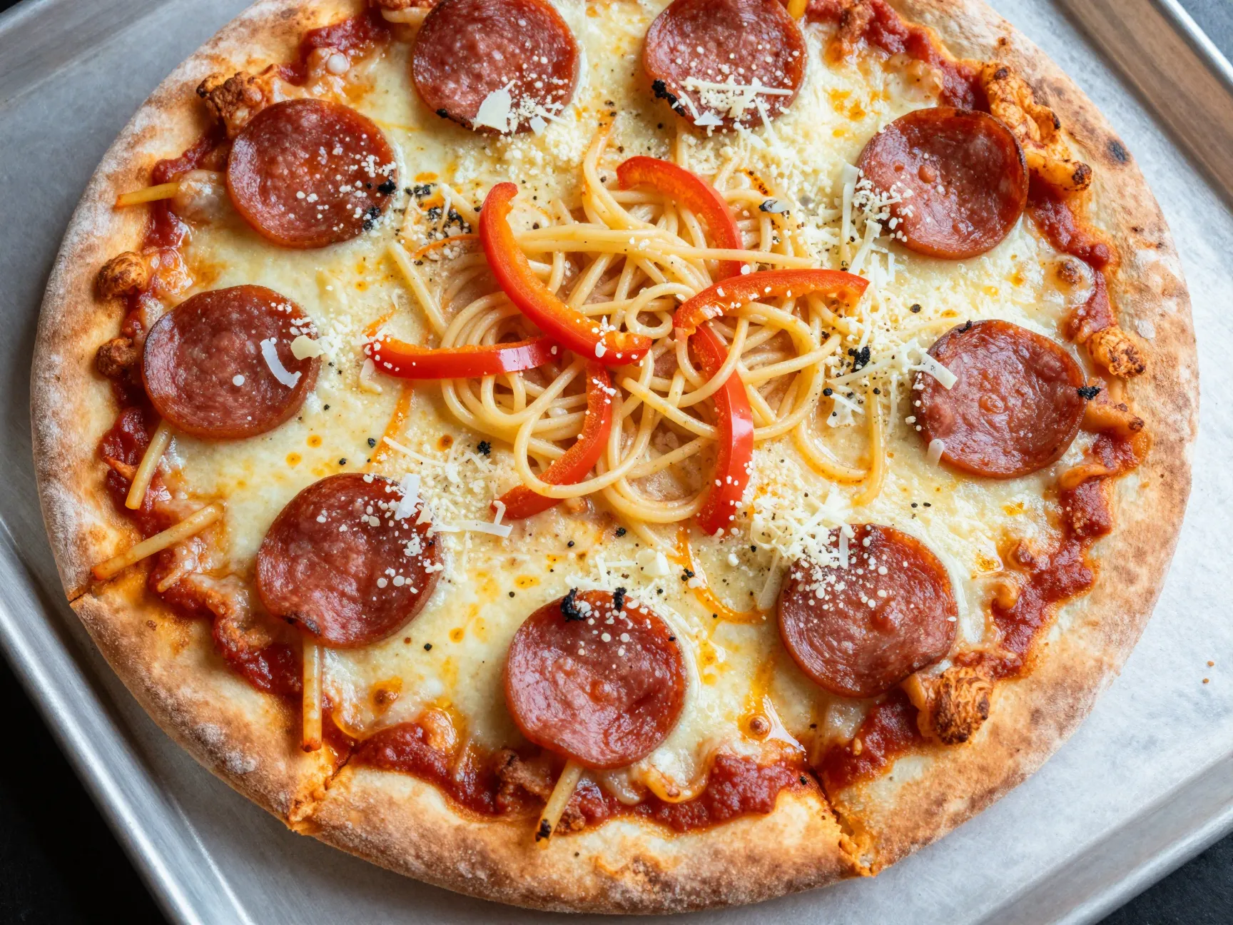 Spaghetti pizza