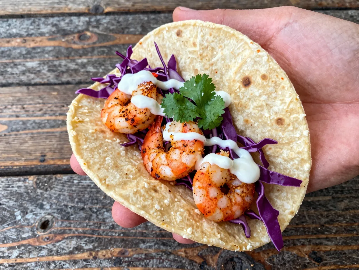 6 air fryer taco seasoned fried shrimp