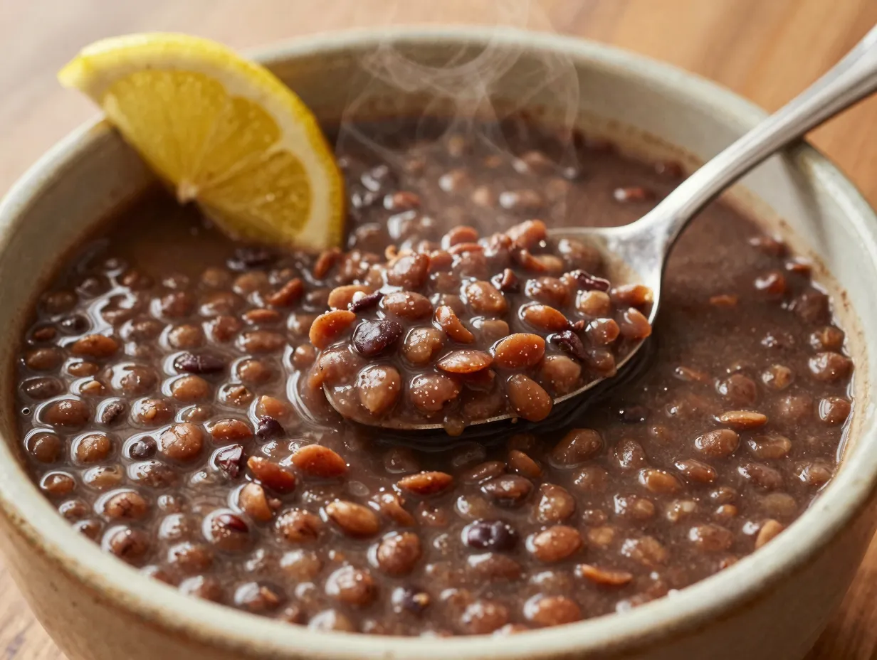 Lentil soup with cumin and lemon