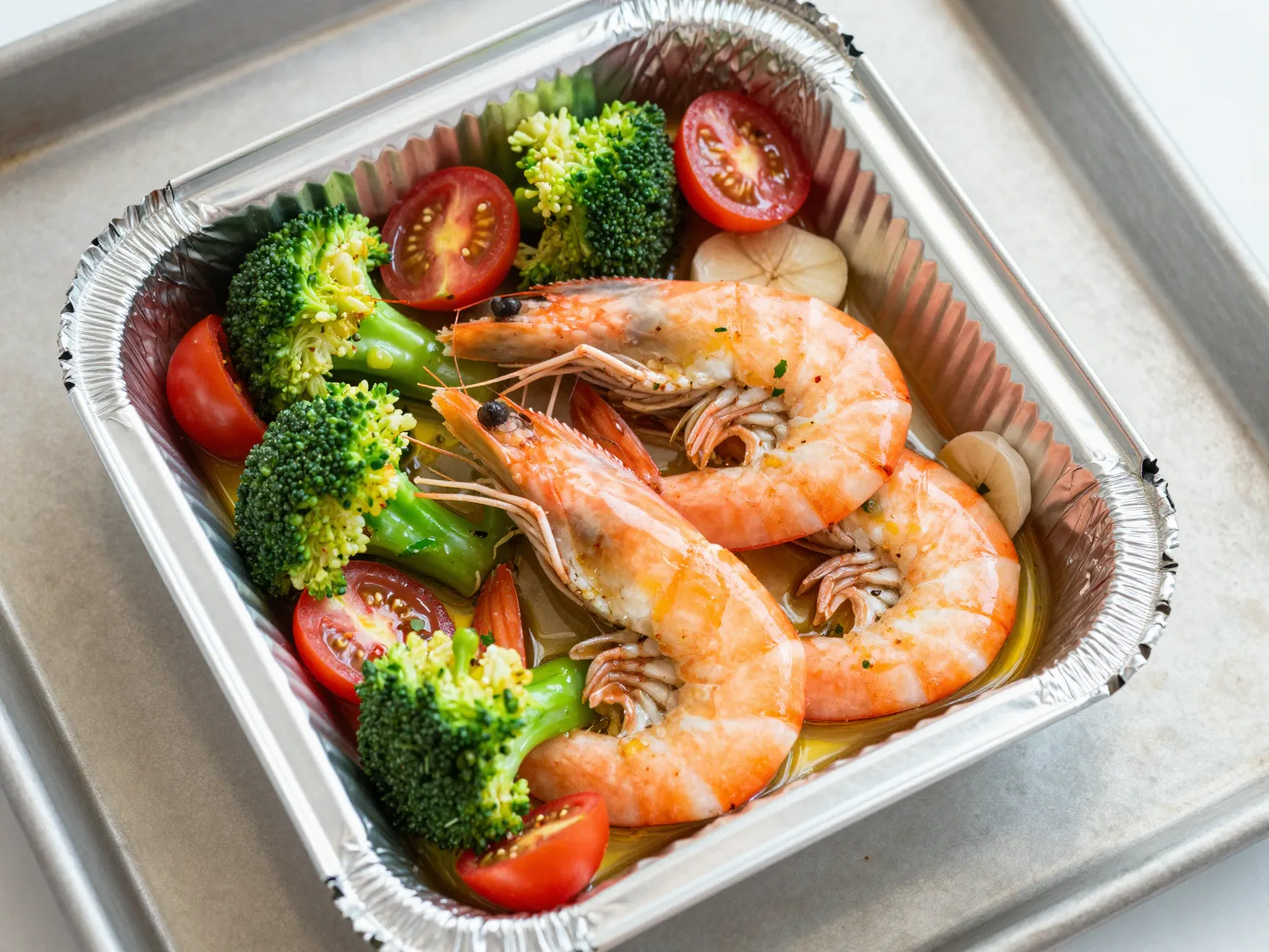 Baked shrimp and broccoli foil packs