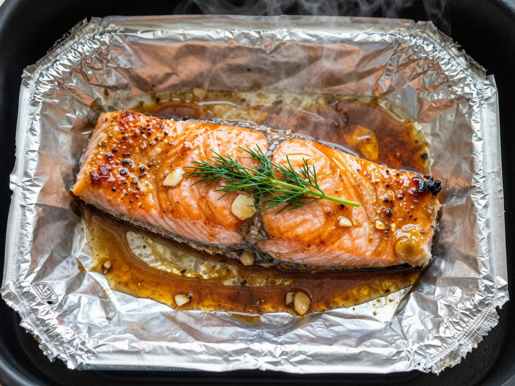 Honey garlic salmon baked in individual foil packets