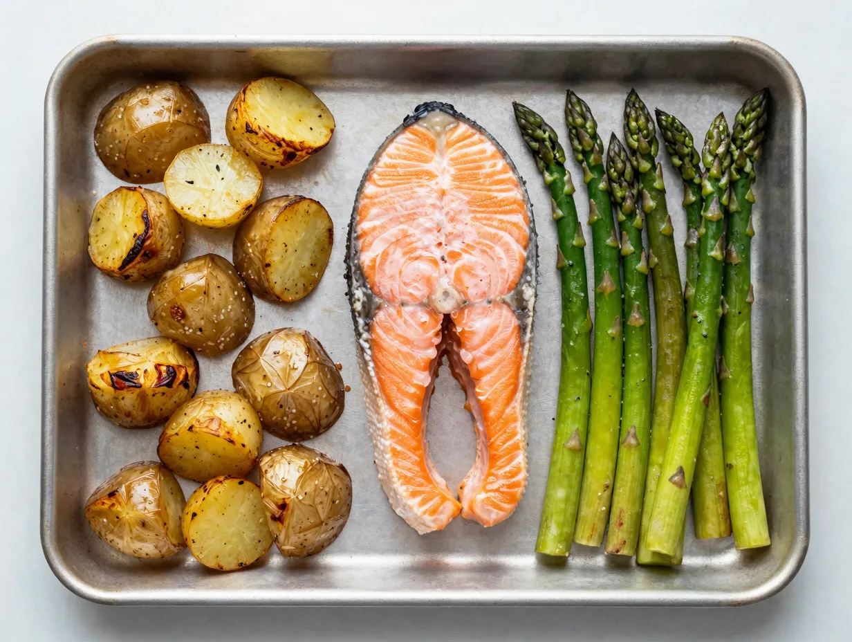 Sheet pan salmon with asparagus and potatoes