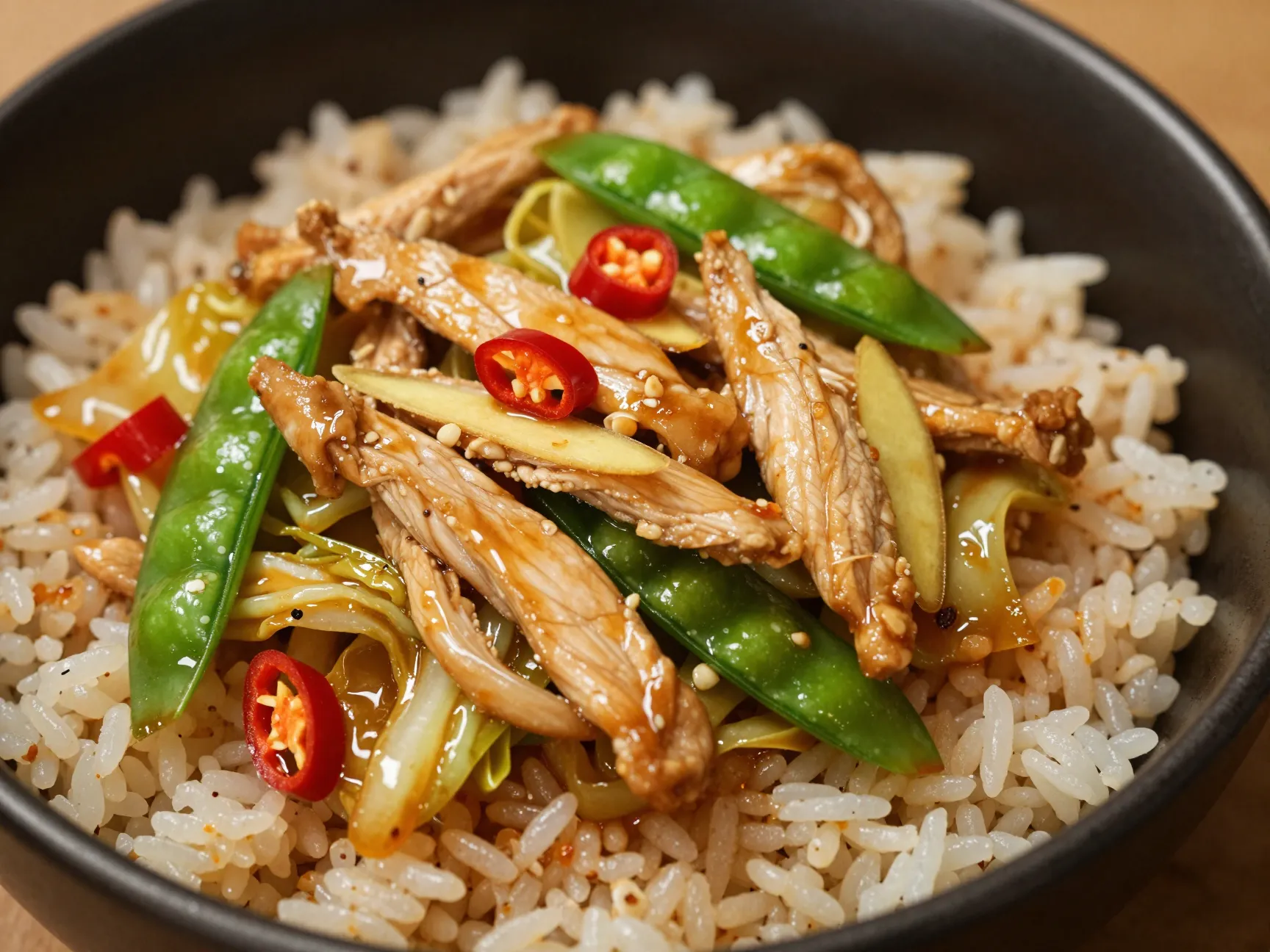 Chili chicken stir fry with brown rice