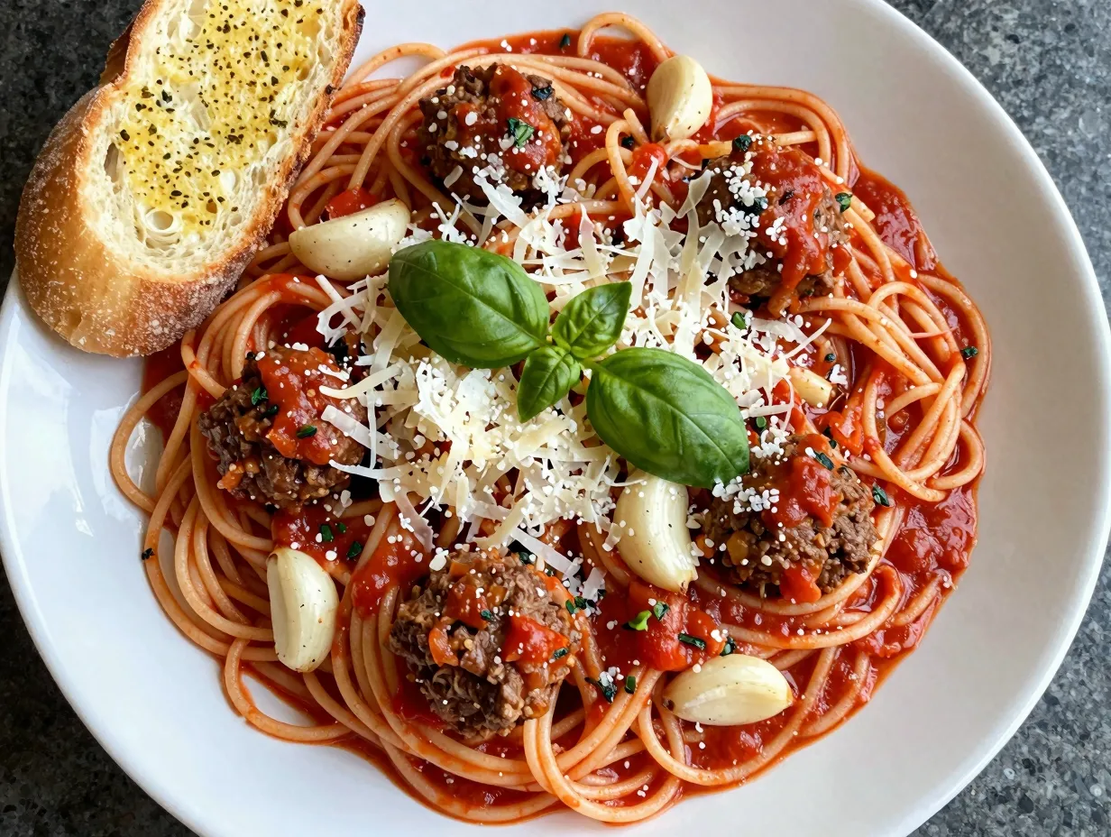 Garlicky tomato sauce crockpot meatballs for spaghetti or subs