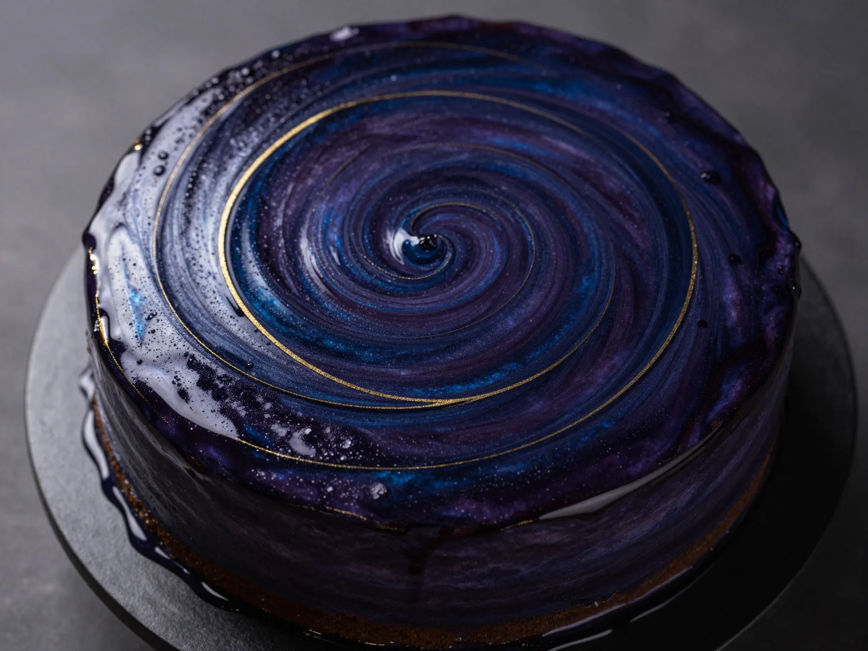 Mirror glaze galaxy cake