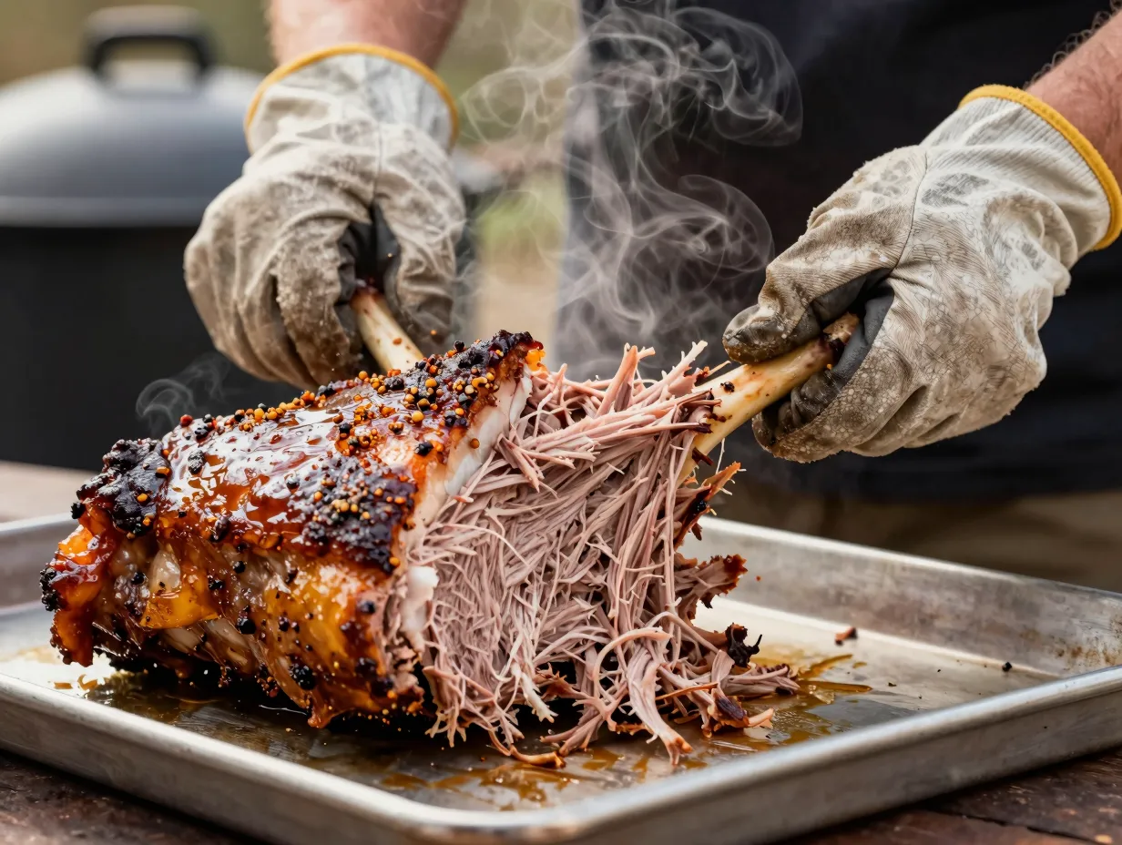 Smoked pulled pork shoulder