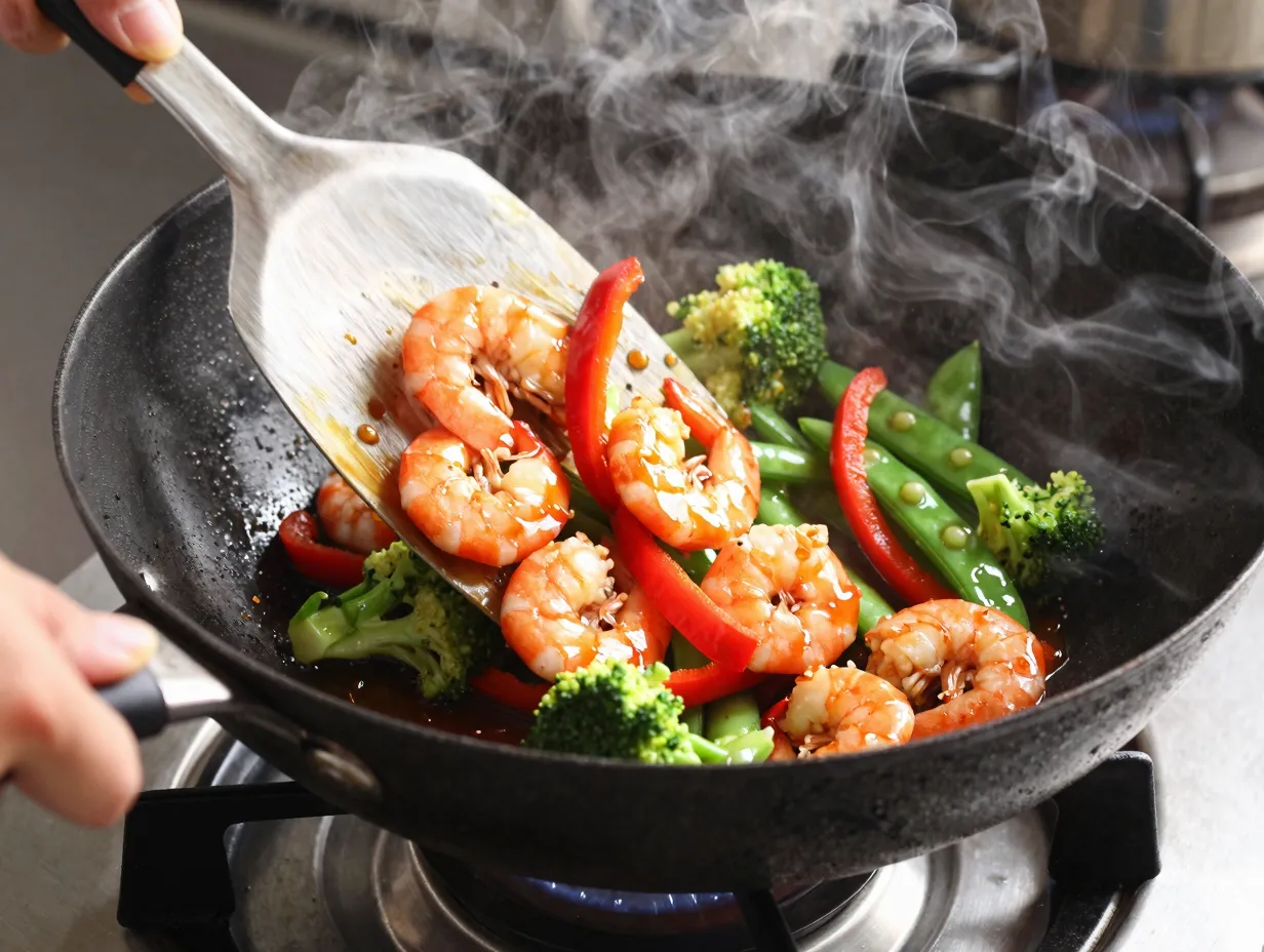 Shrimp stir fry with vegetables